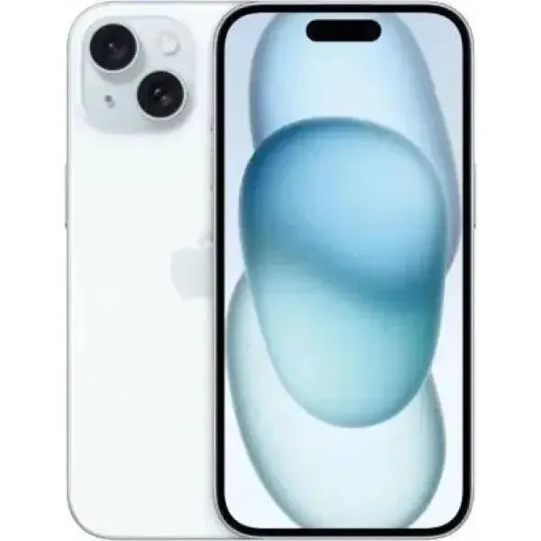 Smartphone Apple iPhone 15 in bianco con display luminoso e fotocamera avanzata