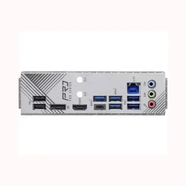 Pannello posteriore della scheda madre ASROCK con porte USB, HDMI, Ethernet e audio