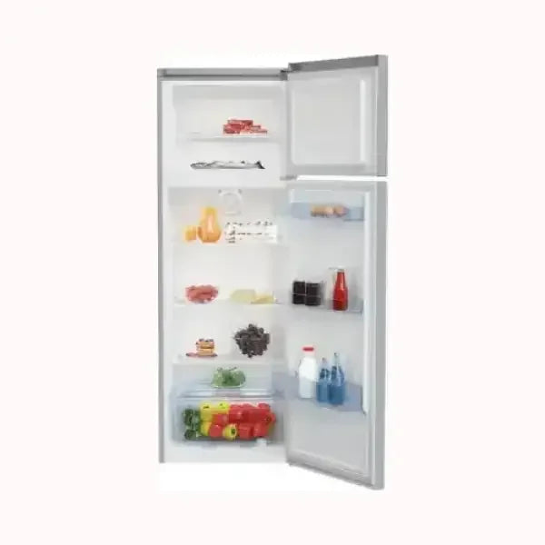 Frigorifero BEKO a doppia anta con congelatore superiore e ripiani interni con alimenti freschi
