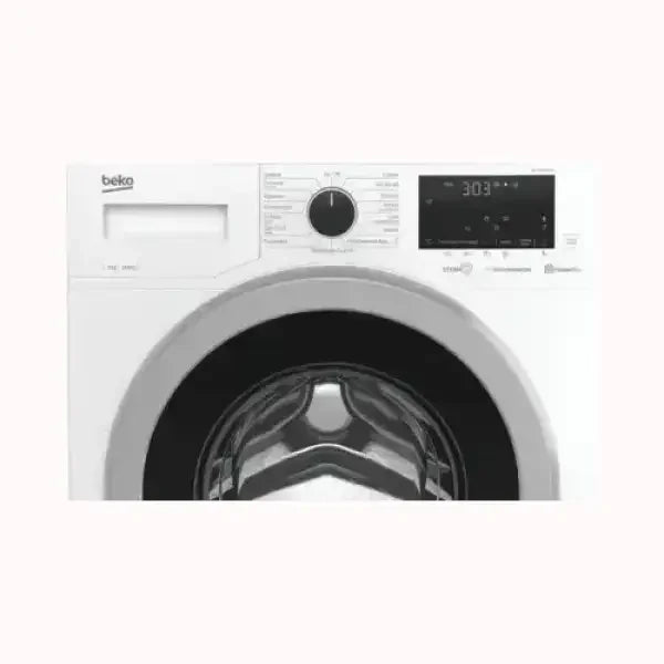 Lavatrice BEKO bianca a carica frontale con pannello digitale e comandi rotativi