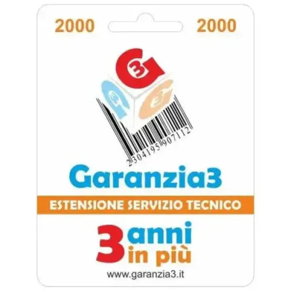 Garanzia3 Estensione di servizio tecnico 3 anni in più con massimale di copertura a 2000 euro Estensione garanzia