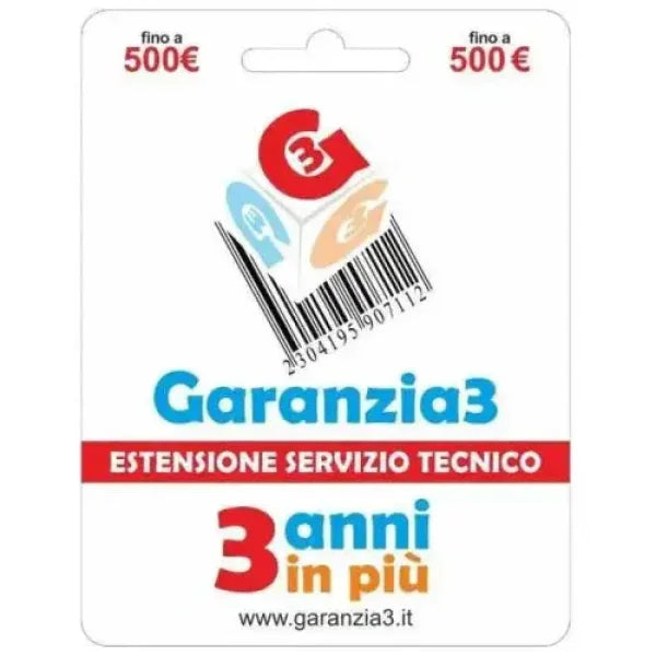 Garanzia3 Estensione di servizio tecnico 3 anni in più con massimale di copertura a 500 euro Estensione garanzia