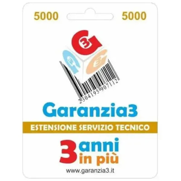 Garanzia3 Estensione di servizio tecnico 3 anni in più con massimale di copertura a 5000 euro Estensione garanzia