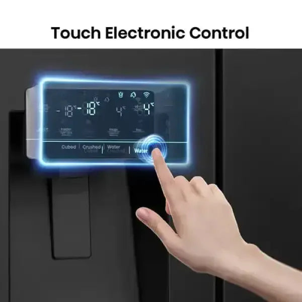 Pannello di controllo elettronico touch di hisense frigo side by side con selezione acqua e ghiaccio