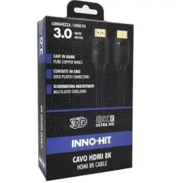 Inno-Hit Cavo HDMI ContattiOro 8K 60hz 3m Nero Accessori TV