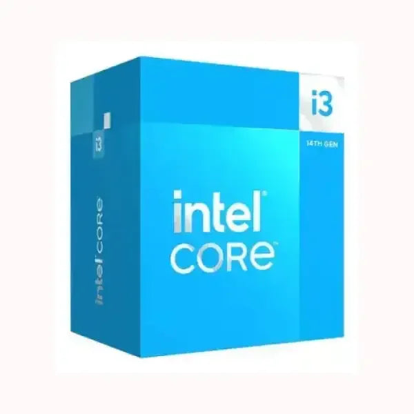 Confezione processore Intel Core i3 14th Gen in scatola blu con logo INTEL CPU