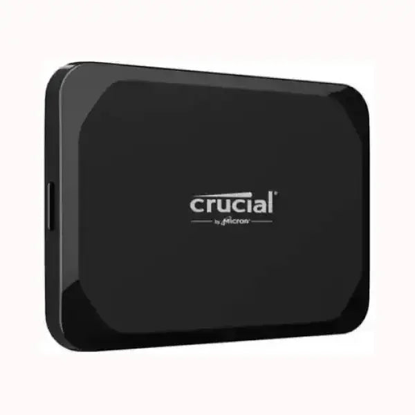Disco rigido portatile CRUCIAL nero compatto e sottile con logo frontale e porta USB per backup e trasporto