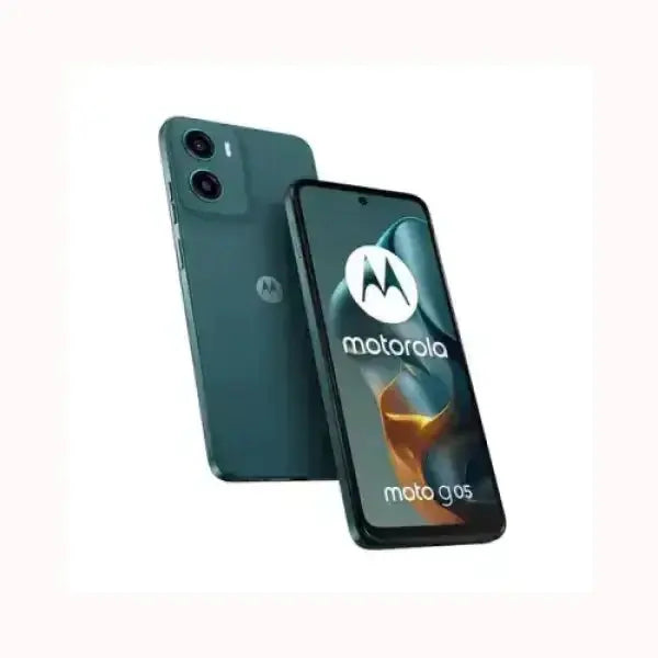 Smartphone Motorola moto g05 verde con doppia fotocamera posteriore e display frontale ampio