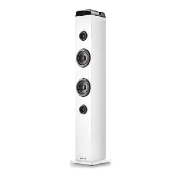 Diffusore audio NGS speaker torre bianco con design moderno e altoparlanti multipli