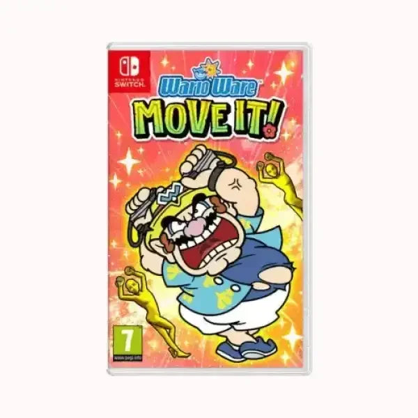 Copertina del gioco WarioWare Move It per NINTENDO Switch con grafica colorata e personaggio Wario