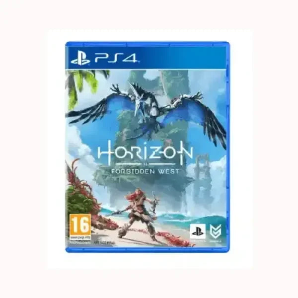 Copertina gioco Horizon Forbidden West per PlayStation 4 prodotto da SONY con personaggio e paesaggio
