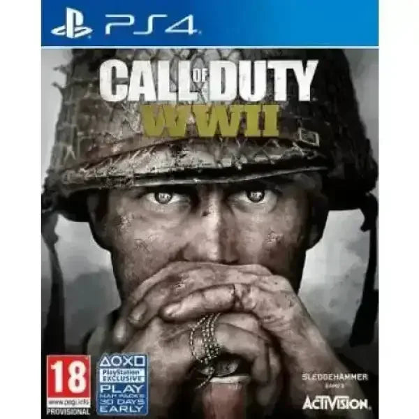 Copertina videogame Call of Duty WWII per PS4 di Activision Blizzard con soldato in primo piano