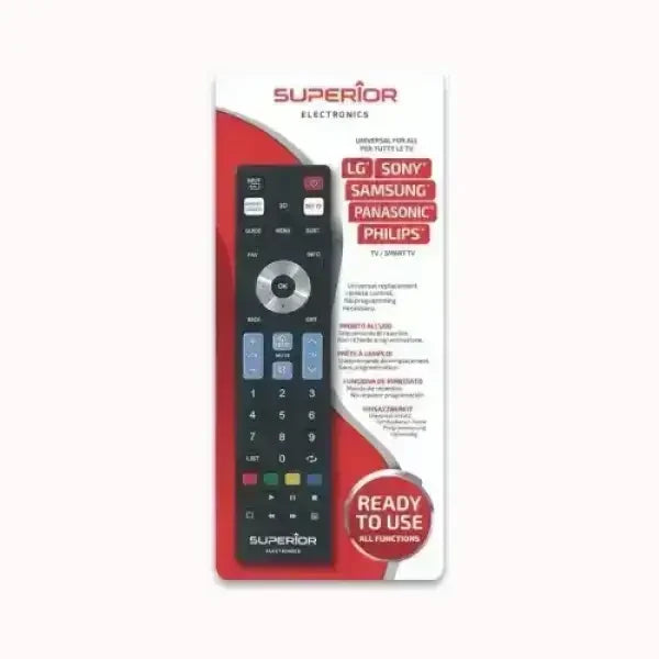 Telecomando Universale Superior Electronics nero in confezione compatibile LG Sony Samsung Panasonic Philips