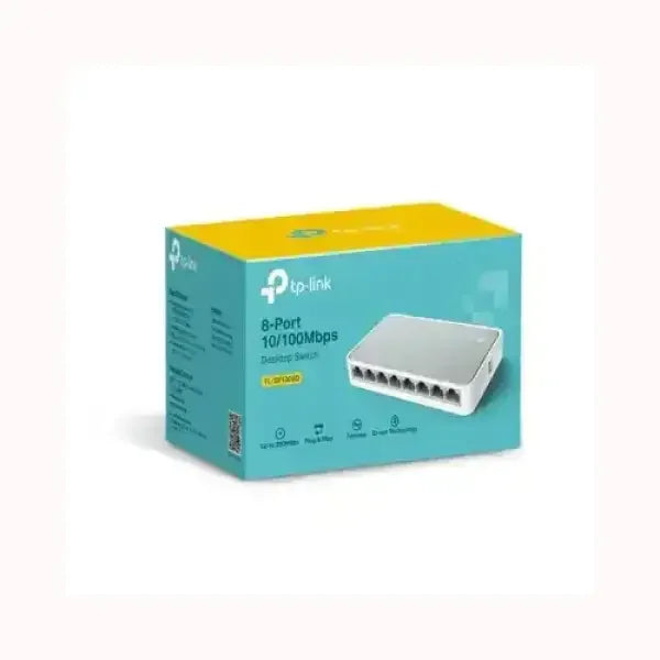 Switch Ethernet 8 porte 10 100 Mbps TPLINK desktop compatto plug and play per rete domestica
