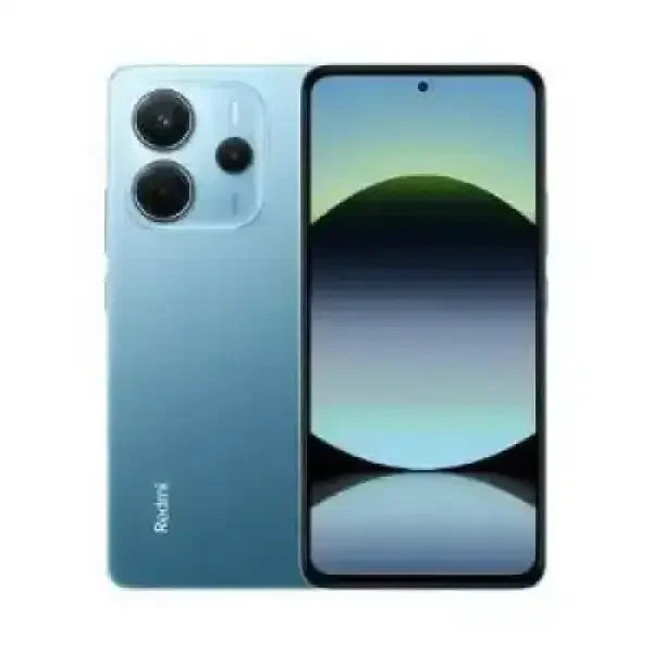 Smartphone Xiaomi Redmi in colore blu con doppia fotocamera posteriore e schermo frontale ampio
