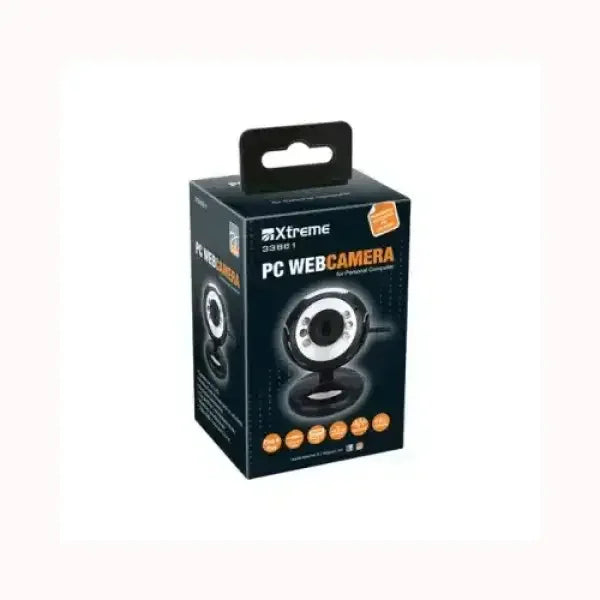 Webcam Xtreme PC in confezione nera con illuminazione a LED per videochiamate e streaming