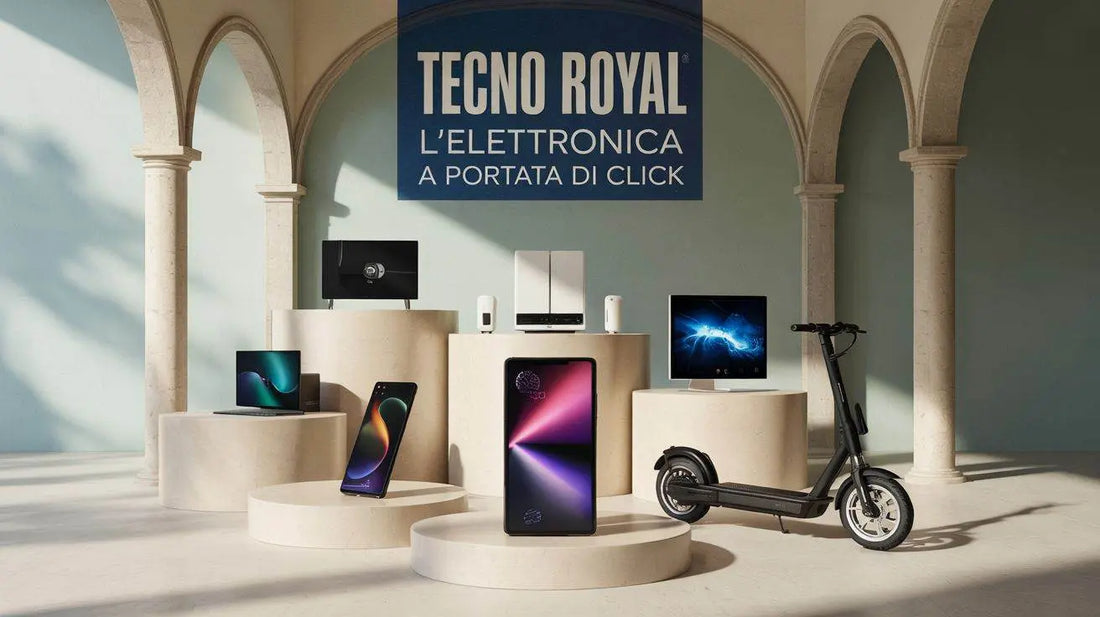 Benvenuti in TecnoRoyal con prodotti di elettronica come smartphone, tablet, monopattino e accessori hi-tech