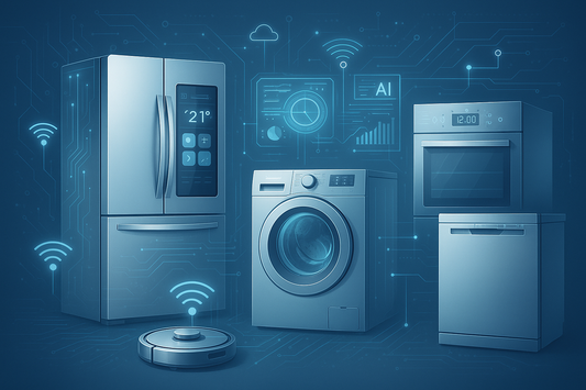 Apparecchiature domestiche moderne che utilizzano tecnologia delle ultime generazioni per automazione e connettività