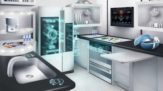 Cucina moderna con elettrodomestici smart che mostrano quali sono le innovazioni elettroniche negli elettrodomestici