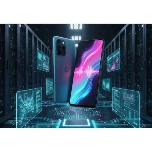 Smartphone Motorola Moto G86 con display vibrante e design futuristico in ambientazione tecnologica