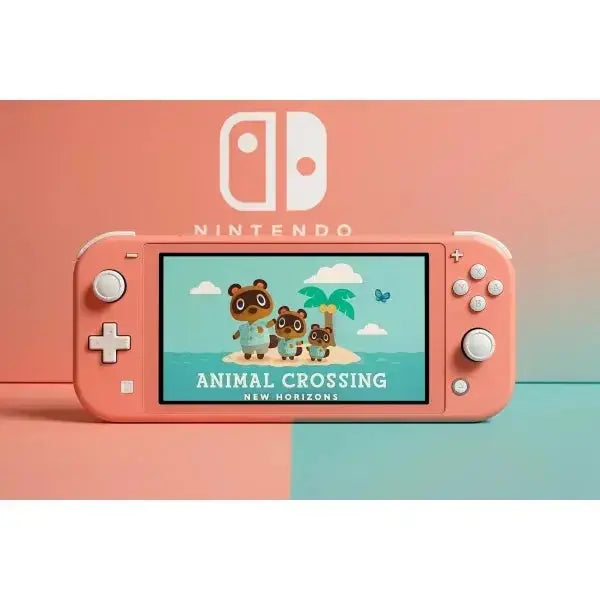 Console Nintendo Switch Lite con scherma di Animal Crossing New Horizons in colorazione rosa