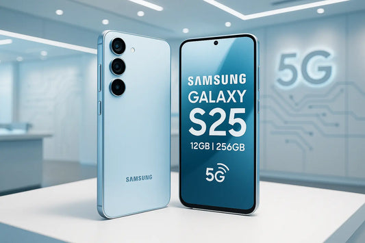 Smartphone Samsung S25 con 12GB di RAM e 256GB, in un ambiente moderno e tecnologico