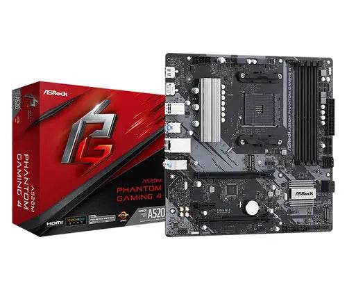 ASROCK MB AM4 A520M PHANTOM GAMING 4 4xDDR4 4xSATA M.2 RAID HDMI/DP - TecnoRoyal