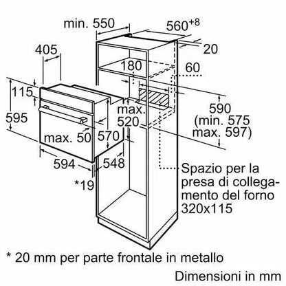 BOSCH FORNO INCASSO STATICO VENTILATO 60CM INOX HBF011BR0 - TecnoRoyal