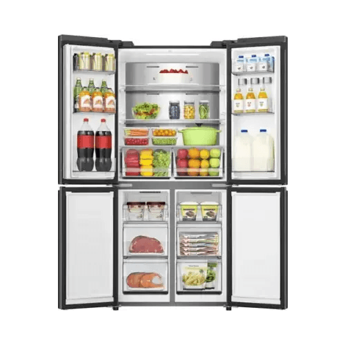 HISENSE FRIGO 4 PORTE TOTAL NOFROST 483LT E 80CM BLACK INOX RQ5P470SAFE - TecnoRoyal