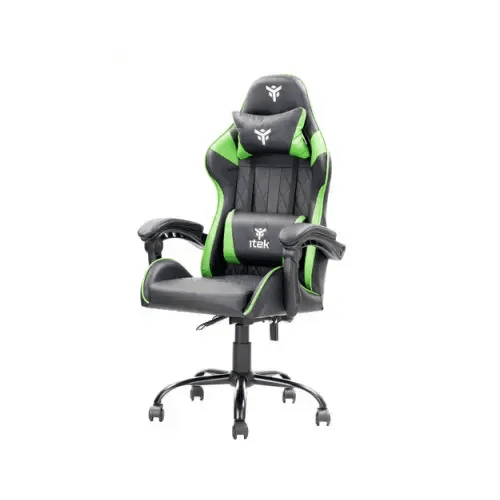 ITEK SEDIA GAMING RHOMBUS PF10 DOPPIO CUSCINO NERO/VERDE ITCGPF10BG - TecnoRoyal