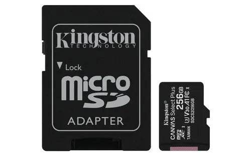 KINGSTON MICRO SD 256GB CON ADATT. CANVAS PLUS SDCS2/256GB CL10 - TecnoRoyal