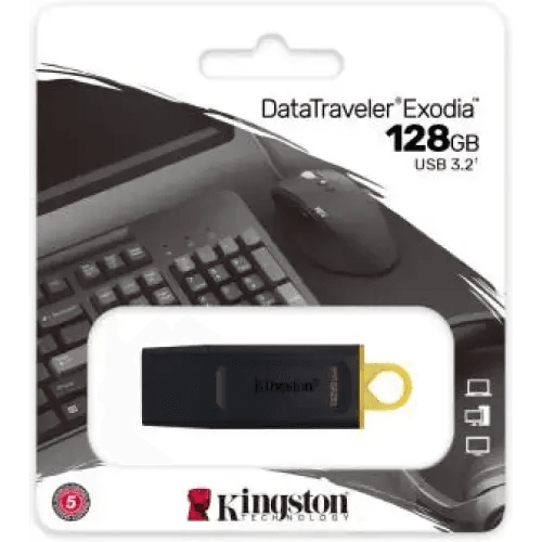 Kingston Pendrive USB-A 3.2 128GB DTX/128GB Nero/Giallo - TecnoRoyal