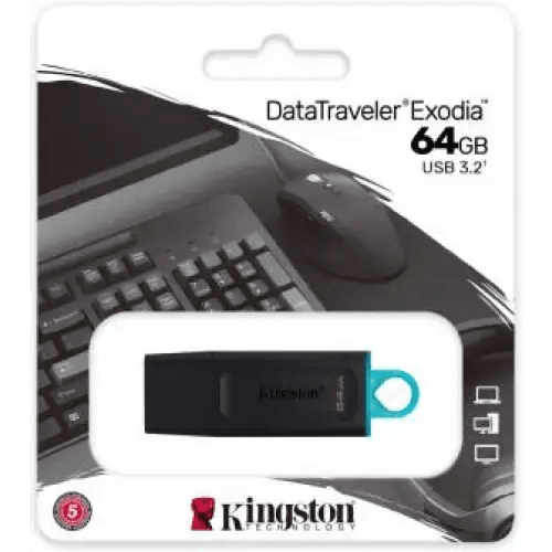 Kingston Pendrive USB-A 3.2 64GB DTX/64GB Nero/Celeste - TecnoRoyal