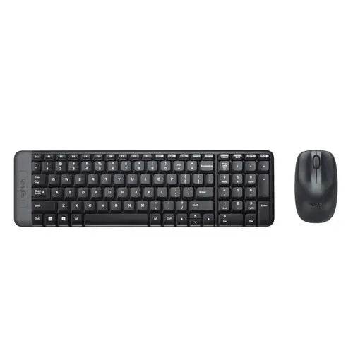 LOGITECH KIT TASTIERA+MOUSE WIRELESS SLIM USB NERO MK220 920-003721 - TecnoRoyal