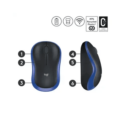 LOGITECH MOUSE OTTICO WIRELESS M185 BLU 910-002239 - TecnoRoyal