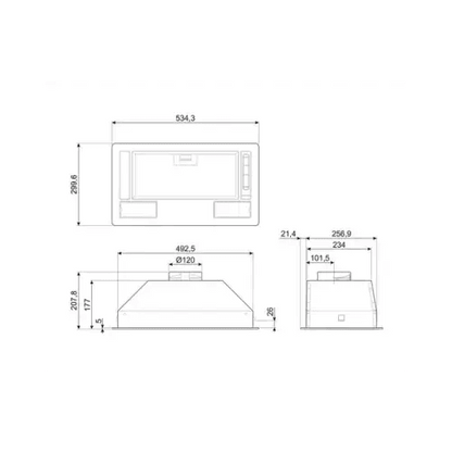 SMEG CAPPA ASPIRANTE INCASSO 54CM 75W C SILVER LUCE LED KSG52E - TecnoRoyal