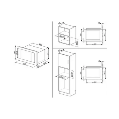 SMEG FORNO MICROONDE INCASSO 19LT 1000W 60CM GRILL INOX SATIN. FMI017X - TecnoRoyal