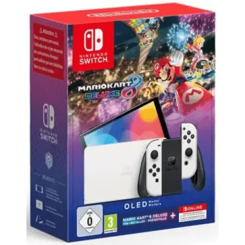 Switch Console OLED White + Mario Kart 8 Deluxe Preinstallato + 12 Mesi Nintendo Switch Online - TecnoRoyal