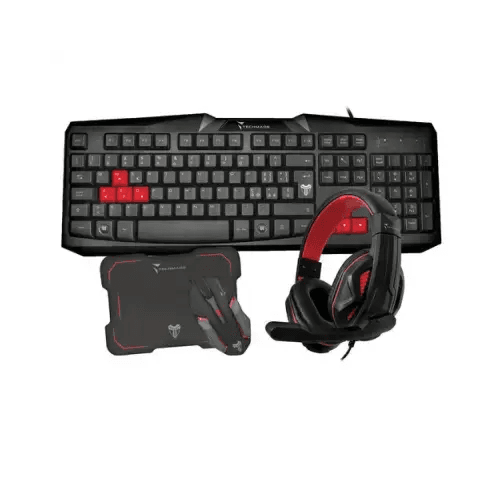 TECHMADE KIT TASTIERA+MOUSE+CUFFIE+PAD GAMING USB NERO TM-GAMINGSET2 - TecnoRoyal