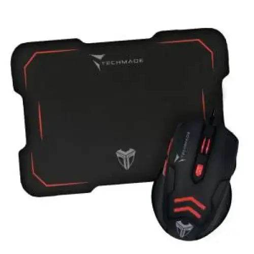 Techmade Kit Mouse USB + Tappetino Gaming Rosso - TecnoRoyal