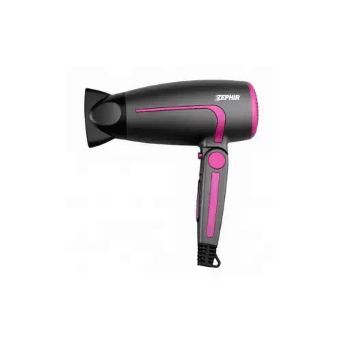 ZEPHIR ASCIUGACAPELLI CON MANICO PIEGHEVOLE 1600W GRIGIO/FUCSIA ZHB1600 - TecnoRoyal