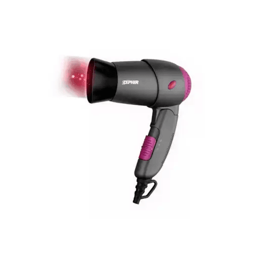 ZEPHIR ASCIUGACAPELLI DA VIAGGIO PIEGHEV.1200W GRIGIO/FUCSIA ZHB1200 - TecnoRoyal