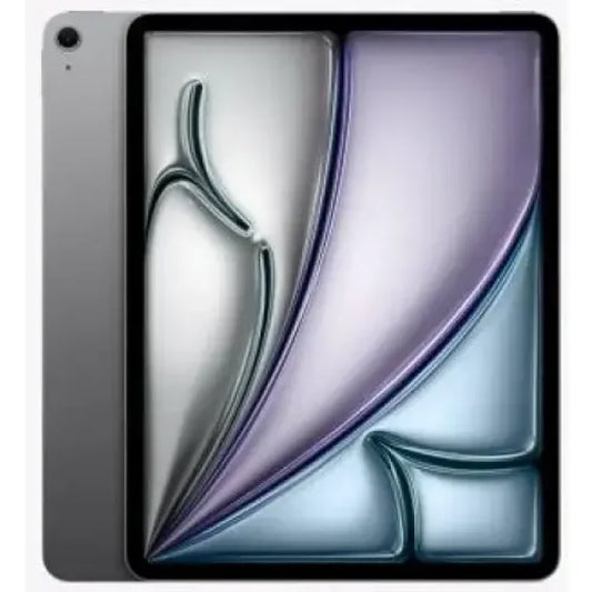 Apple iPad Air grigio vista frontale e posteriore schermo con sfondo astratto cornice sottile fotocamera singola