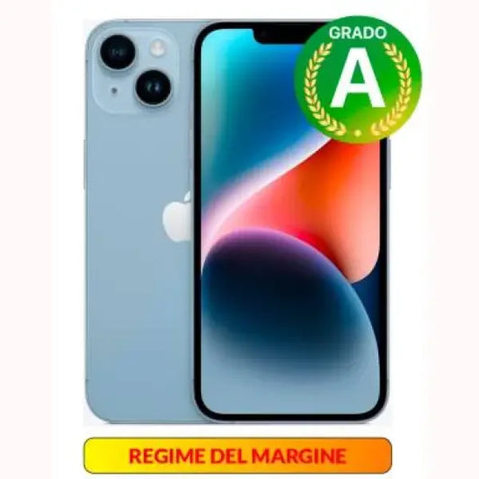 Apple iPhone 14 smartphone azzurro con doppia fotocamera posteriore e display luminoso