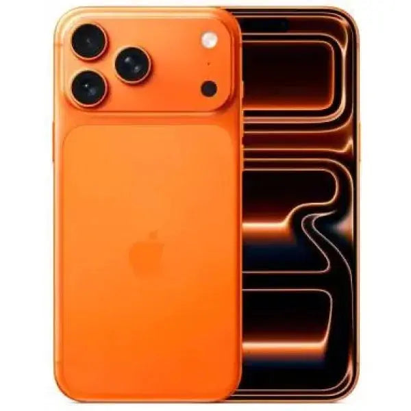 Smartphone Apple iPhone 17 Pro Max arancione con design elegante e tre fotocamere posteriori
