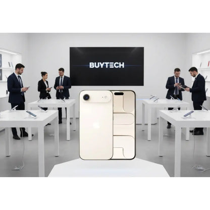 Smartphone Apple iPhone Air 512GB in bianco, presentato in un ambiente di lavoro moderno