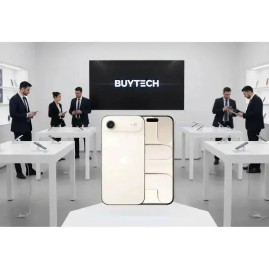Smartphone Apple iPhone Air 512GB in bianco, presentato in un ambiente di lavoro moderno