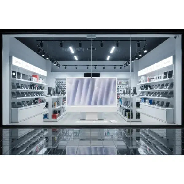 Negozio Apple con espositori di notebook e tecnologia moderna per gli appassionati di tecnologia