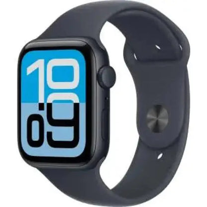 Apple Watch SE con cinturino nero e display digitale luminoso per monitoraggio attività e notifiche