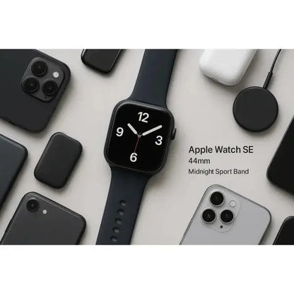 Apple Watch SE 44mm con cinturino sportivo Midnight e accessori elettronici in nero